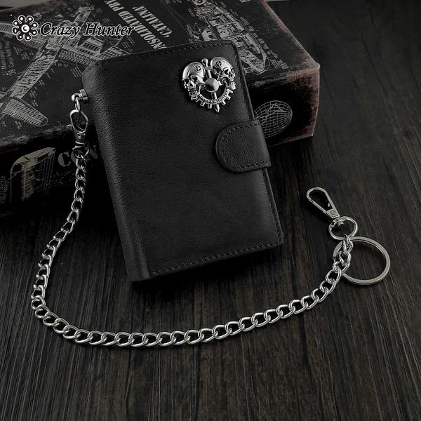mens genuine leather snap card money skull biker wallet with safe key chain, Red;black
mens genuine leather snap card money skull biker wallet with safe key chain, Red;black