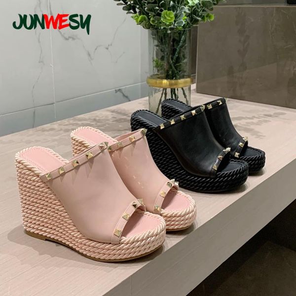 dress shoes 2021 summer style rivet wedge slippers luxury female high heel sandals, Black
dress shoes 2021 summer style rivet wedge slippers luxury female high heel sandals, Black