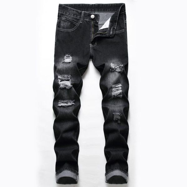 men's jeans street trend ripped washed black straight slim fit cowboy trousers male autumn plus size beggar denim pants 28-40, Blue
men's jeans street trend ripped washed black straight slim fit cowboy trousers male autumn plus size beggar denim pants 28-40, Blue