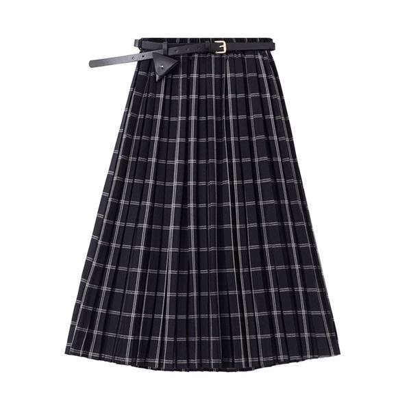 vintage pleated plaid skirt women high waist with belt autumn winter elegant japanese style all-match daily female long skirts 210515, Black
vintage pleated plaid skirt women high waist with belt autumn winter elegant japanese style all-match daily female long skirts 210515, Black