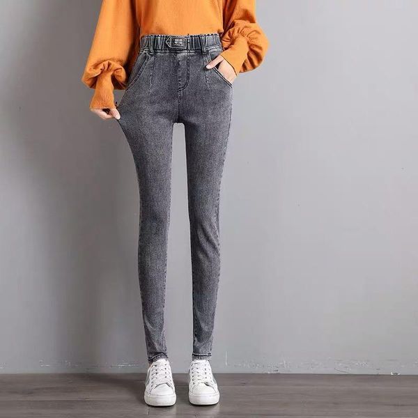 women's jeans vintage highly waist pencil women street wear elastic harem denim pants korean fashion slim gray skinny trousers, Blue
women's jeans vintage highly waist pencil women street wear elastic harem denim pants korean fashion slim gray skinny trousers, Blue