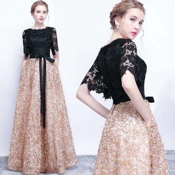 party dresses evening dress 2021 the bride elegant banquet black with khaki contrast color lace floor-length long prom gowns, White;black
party dresses evening dress 2021 the bride elegant banquet black with khaki contrast color lace floor-length long prom gowns, White;black