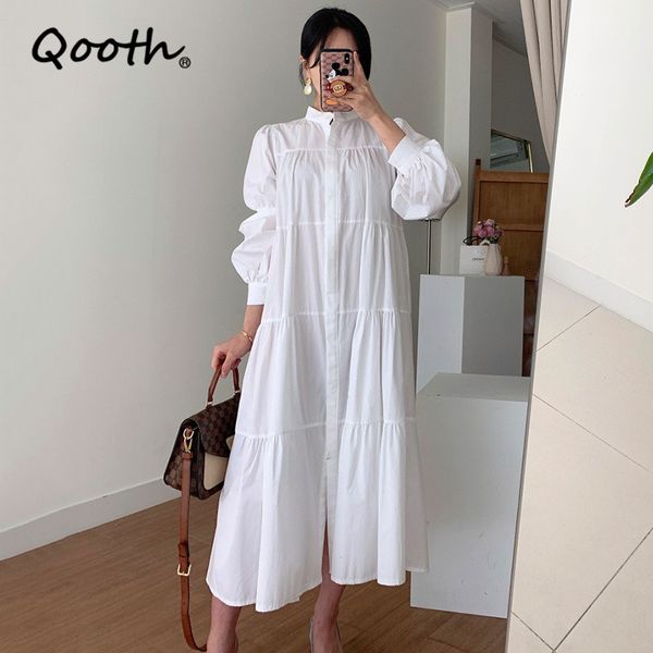 qooth stand-up collar pleated puff sleeve dress single-breasted loose long sleeve dress womens solid causal fashion dress qt613 210518, Black;gray
qooth stand-up collar pleated puff sleeve dress single-breasted loose long sleeve dress womens solid causal fashion dress qt613 210518, Black;gray