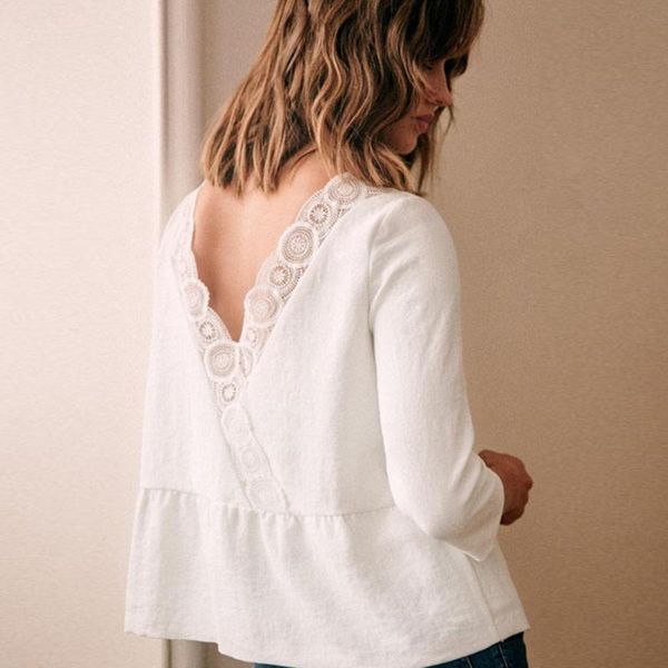 women's blouses & shirts retro louisie blouse woman summer backless v-neck half sleeves loose 2021 vintage elegant chic chemises femme, White
women's blouses & shirts retro louisie blouse woman summer backless v-neck half sleeves loose 2021 vintage elegant chic chemises femme, White