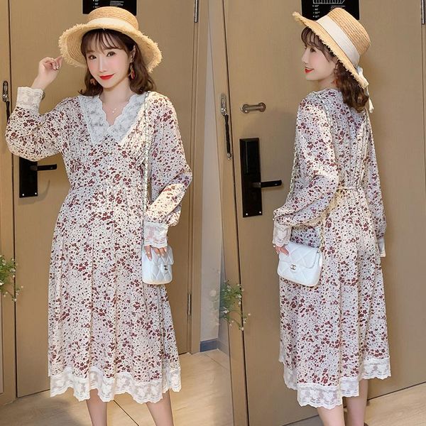 665# maternity clothes spring autumn v neck floral dress long sleeves easy matching loose stylish pregnant women mom dresses, White
665# maternity clothes spring autumn v neck floral dress long sleeves easy matching loose stylish pregnant women mom dresses, White