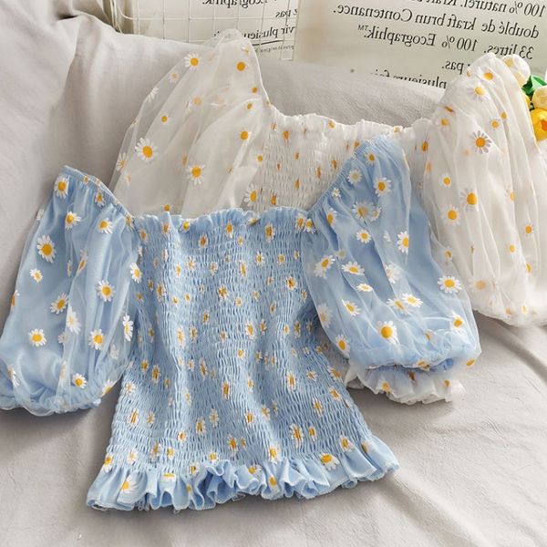 t-shirt t-shirt playful little daisy print sleeve pleated elastic waist short open navel one neck chiffon shirt for women, White
t-shirt t-shirt playful little daisy print sleeve pleated elastic waist short open navel one neck chiffon shirt for women, White