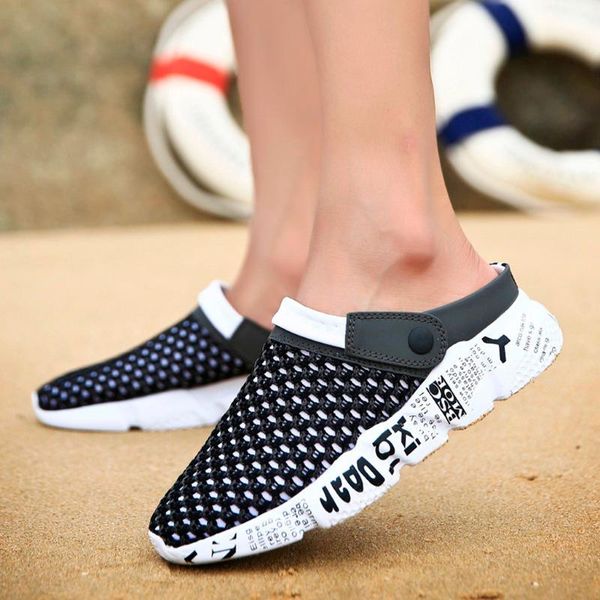 sandals patchwork letter outdoor leisure mens flat mesh hole non-slip beach breathable comfortable #xes, Black
sandals patchwork letter outdoor leisure mens flat mesh hole non-slip beach breathable comfortable #xes, Black