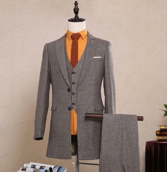 men's suits & blazers gray tweed vintage suit 3 pieces mens plaid business grooming wedding costume for men ql9l, White;black
men's suits & blazers gray tweed vintage suit 3 pieces mens plaid business grooming wedding costume for men ql9l, White;black