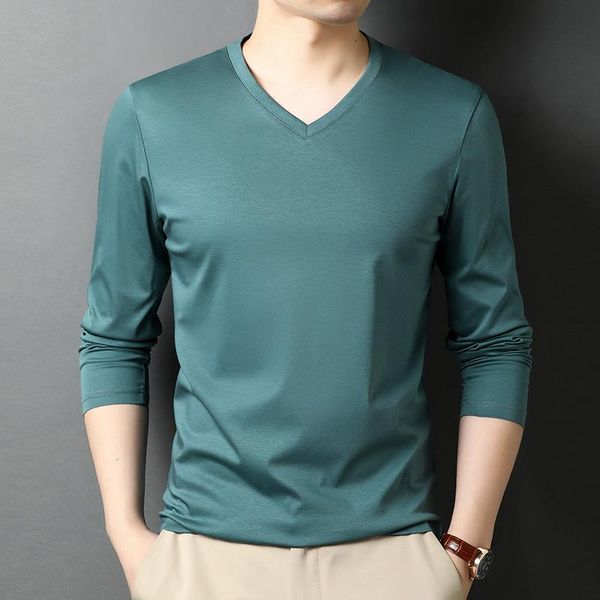 men's t-shirts 100% mercerized cotton t shirt for men long sleeve v neck winter brand classic jersey tshirt mens tee shirts, White;black
men's t-shirts 100% mercerized cotton t shirt for men long sleeve v neck winter brand classic jersey tshirt mens tee shirts, White;black