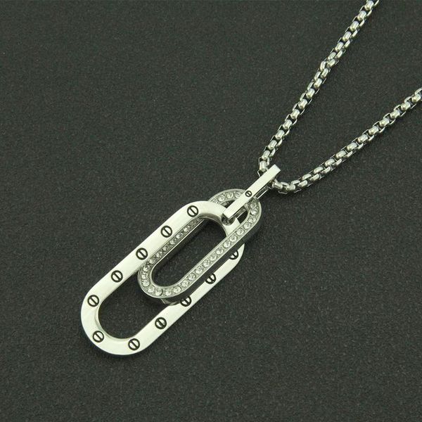 light luxury oval double circle personalized gift pendant men's and women's necklace stainless steel fashion necklaces, Silver
light luxury oval double circle personalized gift pendant men's and women's necklace stainless steel fashion necklaces, Silver