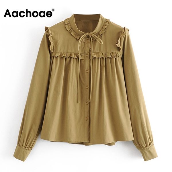 women elegant bow tie ruffles khaki blouse office ladeis casual tunic shirt long sleeve chic blusas mujer 210413, White
women elegant bow tie ruffles khaki blouse office ladeis casual tunic shirt long sleeve chic blusas mujer 210413, White