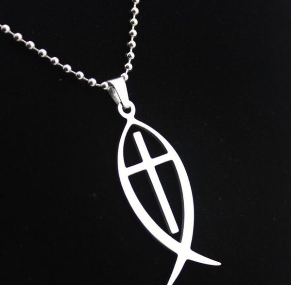 fashion men and women stainless steel fish shape cross pendant titanium jewelry choice bead necklace leather rope cross chain, Silver
fashion men and women stainless steel fish shape cross pendant titanium jewelry choice bead necklace leather rope cross chain, Silver