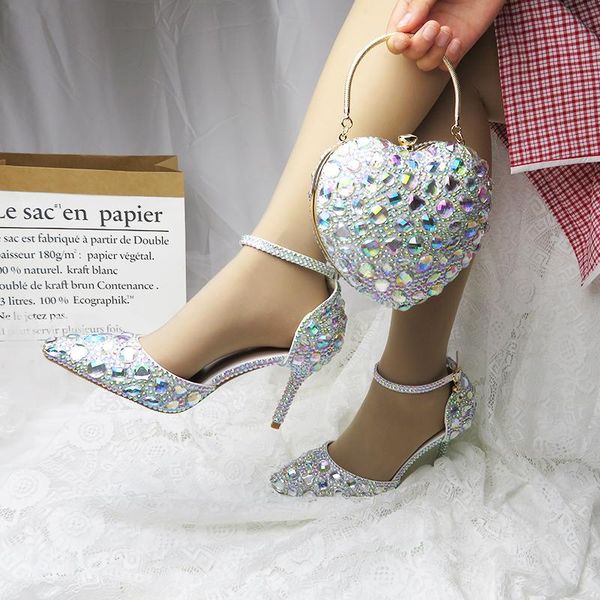 dress shoes baoyafang ab crystal royal blue fucshia heart handbags and woman luxury wedding ankle strap ladies party shoe female, Black 
dress shoes baoyafang ab crystal royal blue fucshia heart handbags and woman luxury wedding ankle strap ladies party shoe female, Black