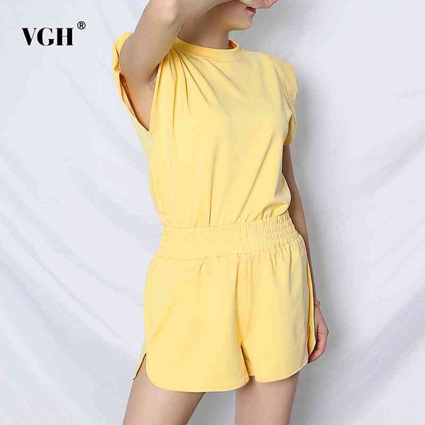 vgh loose solid two piece set for women o neck short sleeve t shirt high waist wide leg short minimalist sets female fashion 210421, White
vgh loose solid two piece set for women o neck short sleeve t shirt high waist wide leg short minimalist sets female fashion 210421, White