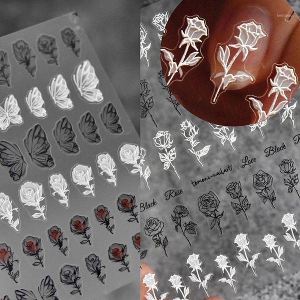 sheet 3d engraved nail art stickers black and white leaf flower sticker water decals slide1
sheet 3d engraved nail art stickers black and white leaf flower sticker water decals slide1