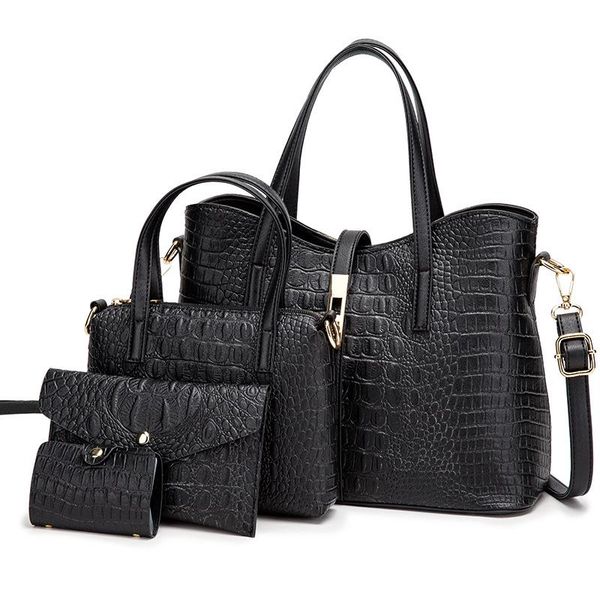 duffel bags female fashion simple tote bag alligator pu leather lock solid color handbag versatile 4pcs/set shoulder card holder wallet
duffel bags female fashion simple tote bag alligator pu leather lock solid color handbag versatile 4pcs/set shoulder card holder wallet