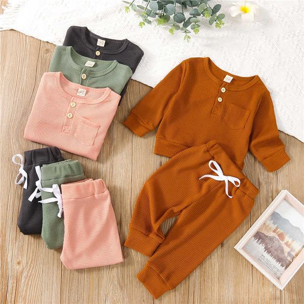 2pcs spring fall newborn baby girls boys waffle t-shirt + trousers suit fashion solid color button long sleeve + long pants g1023, White
2pcs spring fall newborn baby girls boys waffle t-shirt + trousers suit fashion solid color button long sleeve + long pants g1023, White