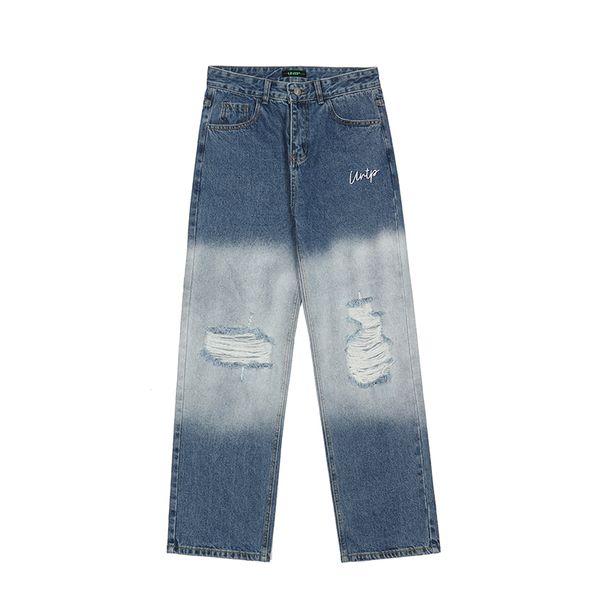 hole letter embroidery washed gradient mens jeans pants streetwear oversized straight ripped couple denim trousers, Blue
hole letter embroidery washed gradient mens jeans pants streetwear oversized straight ripped couple denim trousers, Blue