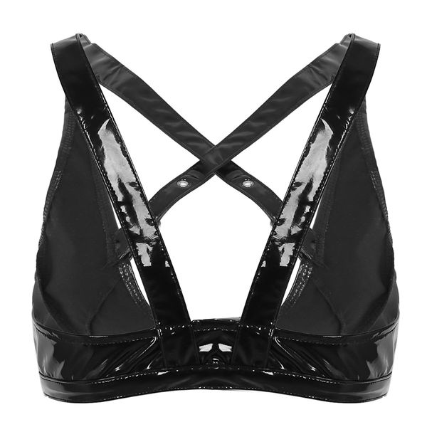 womens push up latex bustier front cross strappy bra lingerie exotic wet look leather wire-unlined bralette vest, Black;white
womens push up latex bustier front cross strappy bra lingerie exotic wet look leather wire-unlined bralette vest, Black;white