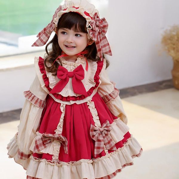 girl's dresses baby girl autumn winter long sleeve red vintage spanish lolita princess ball gown bow dress for birthday christmas party, Red;yellow
girl's dresses baby girl autumn winter long sleeve red vintage spanish lolita princess ball gown bow dress for birthday christmas party, Red;yellow