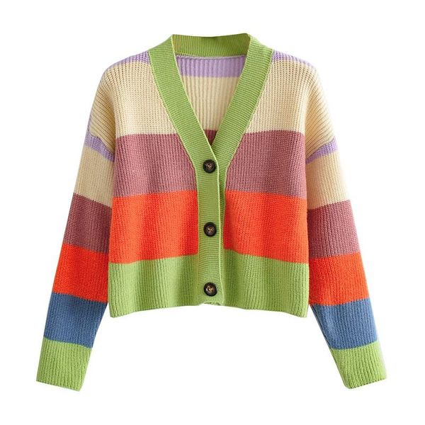 women's knits & tees streetwear rainbow patchwork cardigan women autumn v neck single breasted long sleeve pull femme ladies casual swe, White
women's knits & tees streetwear rainbow patchwork cardigan women autumn v neck single breasted long sleeve pull femme ladies casual swe, White