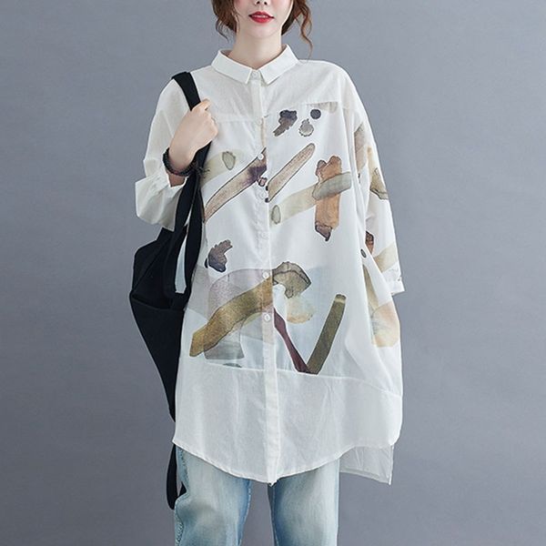 oversized women cotton linen casual shirts new arrival spring simple style patchwork print loose female long s3569 210412, White
oversized women cotton linen casual shirts new arrival spring simple style patchwork print loose female long s3569 210412, White