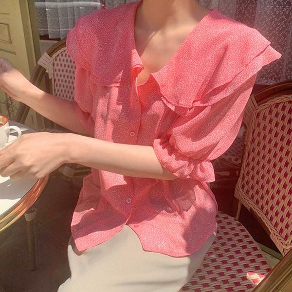 women's blouses & shirts summer women korean sweet floral double layer lotus leaf collar single breasted loose horn sleeve blusas 8a239, White
women's blouses & shirts summer women korean sweet floral double layer lotus leaf collar single breasted loose horn sleeve blusas 8a239, White