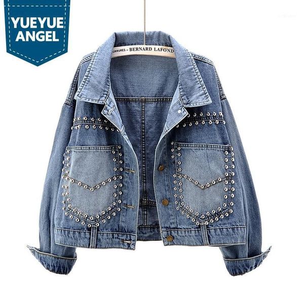 women's jackets spring autumn fashion women loose fit batwing sleeve denim jacket rivets studded short jean coat hip hop harajuku top, Black;brown
women's jackets spring autumn fashion women loose fit batwing sleeve denim jacket rivets studded short jean coat hip hop harajuku top, Black;brown