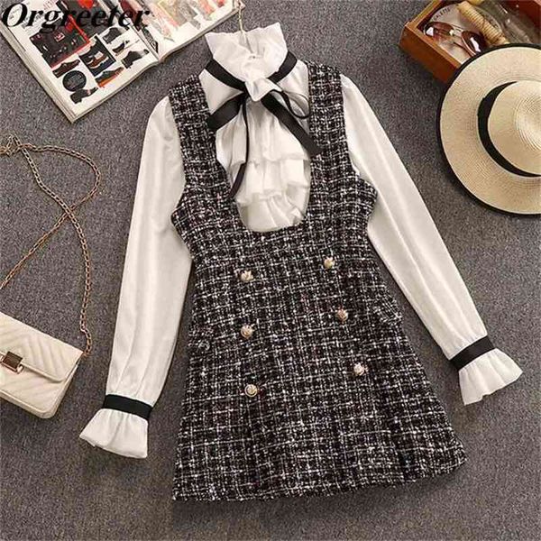 fall winter women tweed 2 pieces dress set stand collar ruffled chiffon shirt +deep v double-breasted plaid tank 210602, Black;gray
fall winter women tweed 2 pieces dress set stand collar ruffled chiffon shirt +deep v double-breasted plaid tank 210602, Black;gray