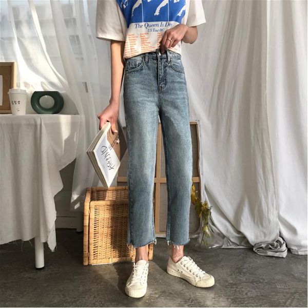 washed korean womens jeans denim office lady straight high waist pants trousers women's, Blue
washed korean womens jeans denim office lady straight high waist pants trousers women's, Blue