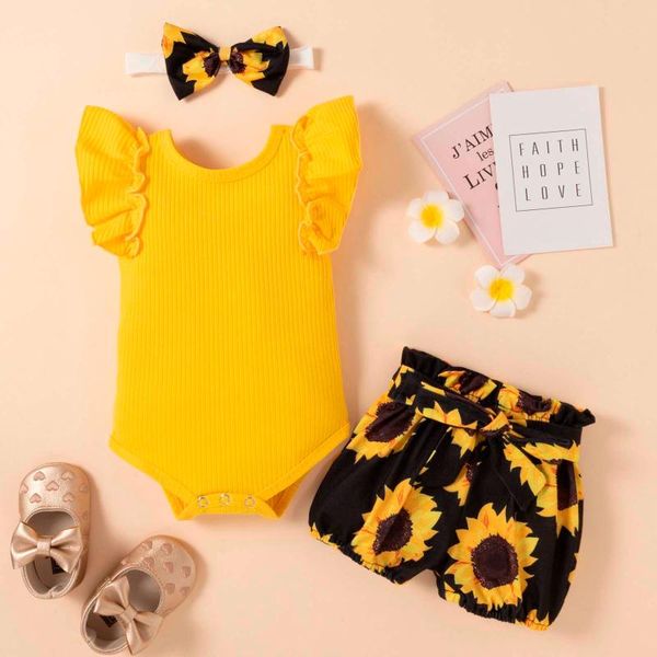 jumpsuits infant clothing toddler baby girls sunflower shorts headdress wood ear edge clothes suit for girl outfits, Blue
jumpsuits infant clothing toddler baby girls sunflower shorts headdress wood ear edge clothes suit for girl outfits, Blue