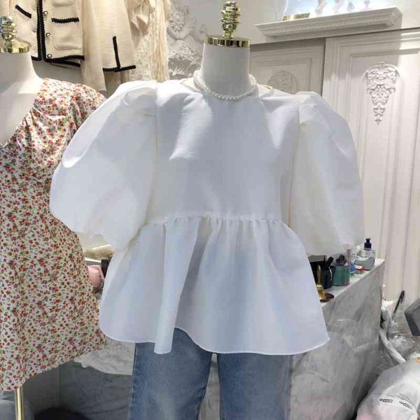 summer fashion puff half sleeve shirts women blouse age-reducing o-neck slim waist blusas mujer sweet womens 210514, White
summer fashion puff half sleeve shirts women blouse age-reducing o-neck slim waist blusas mujer sweet womens 210514, White