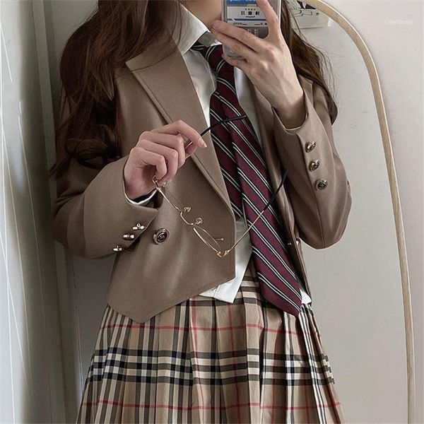 clothing sets jk blazer women preppy style students thin all-match casual solid long sleeve outerwear single breasted fashionable khaki red1, White
clothing sets jk blazer women preppy style students thin all-match casual solid long sleeve outerwear single breasted fashionable khaki red1, White