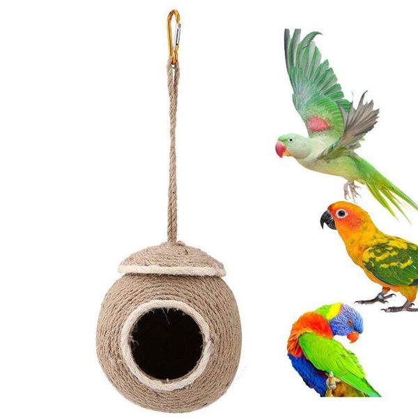 natural coconut shell bird nest weaving cage with rope hanging yard garden decor cages
natural coconut shell bird nest weaving cage with rope hanging yard garden decor cages