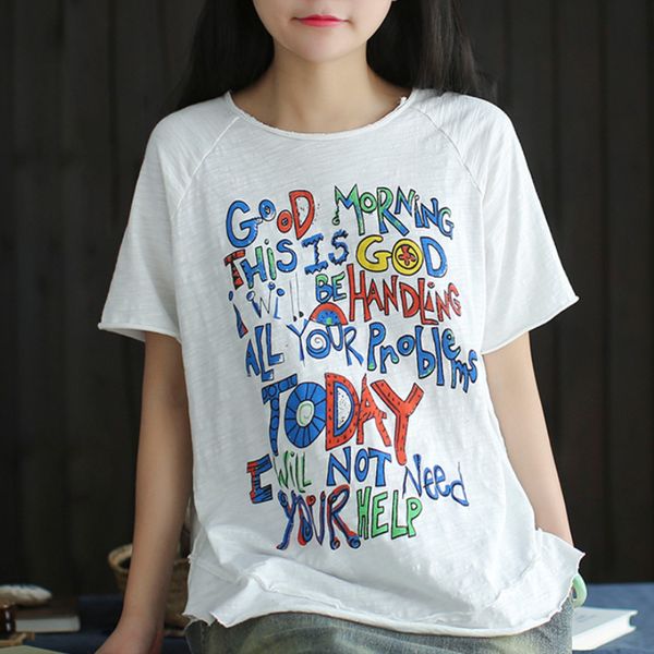johnature 5 color vintage t-shirts for women cotton summer print floral short sleeve o-neck soft women casual t-shirts 210521, White
johnature 5 color vintage t-shirts for women cotton summer print floral short sleeve o-neck soft women casual t-shirts 210521, White