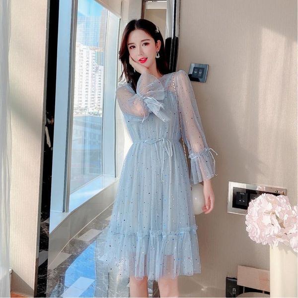 casual dresses 2021 the spring women sequin dress long sleeve vintage korean fashion elegant ladiesparty mesh maxi clothes, Black;gray
casual dresses 2021 the spring women sequin dress long sleeve vintage korean fashion elegant ladiesparty mesh maxi clothes, Black;gray