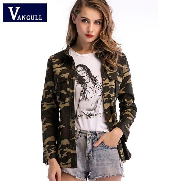 women's jackets vangull 2021 spring fashion clothing camouflage print basic long sleeve turn-down collar single breasted coats, Black;brown
women's jackets vangull 2021 spring fashion clothing camouflage print basic long sleeve turn-down collar single breasted coats, Black;brown
