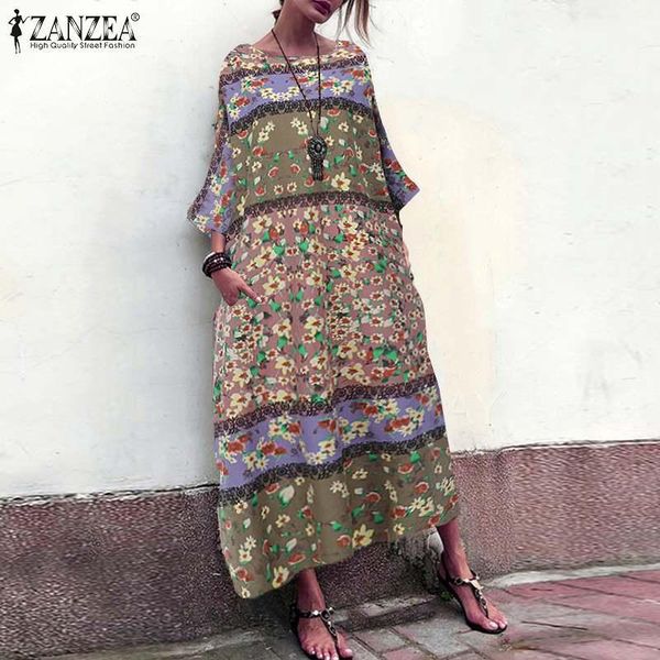 women's spring sundress zanzea 2021 vintage printed maxi dress casual 3/4 sleeve vestidos female o neck robe femme oversized 5xl dresse, Black;gray
women's spring sundress zanzea 2021 vintage printed maxi dress casual 3/4 sleeve vestidos female o neck robe femme oversized 5xl dresse, Black;gray