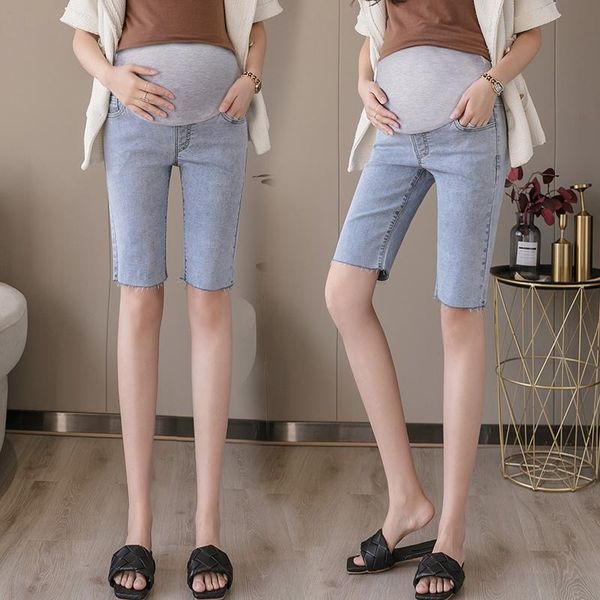 maternity bottoms shorts and summer thin slim-fit five-point jeans for women with abdomen lift small feet, White
maternity bottoms shorts and summer thin slim-fit five-point jeans for women with abdomen lift small feet, White