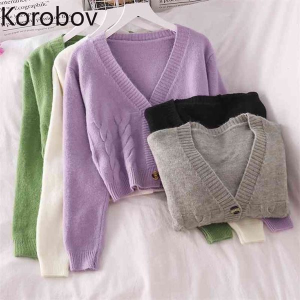 korobov new chic long sleeve women crop cardigans korean v neck single breasted sueter mujer vintage sweaters 210430, White
korobov new chic long sleeve women crop cardigans korean v neck single breasted sueter mujer vintage sweaters 210430, White