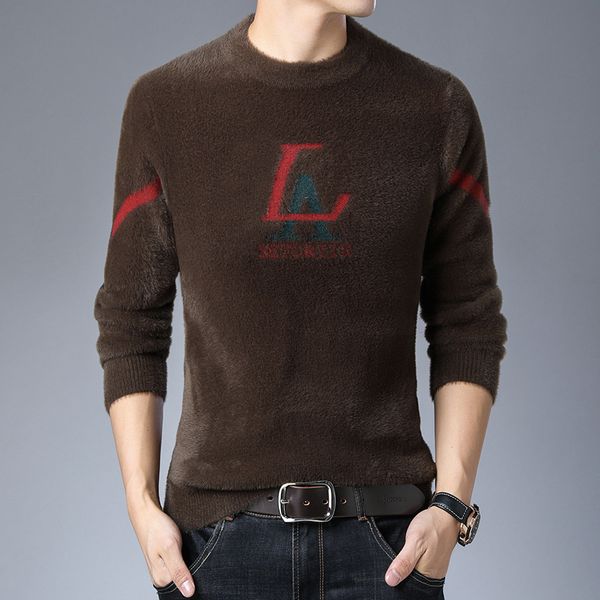 winter men's bottoming shirt round neck pullover thickened imitation mink casual loose jacquard sweater fashion, Black
winter men's bottoming shirt round neck pullover thickened imitation mink casual loose jacquard sweater fashion, Black