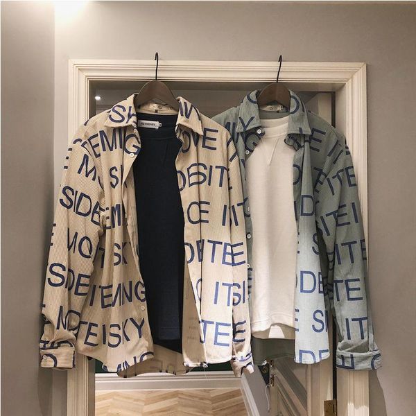 autumn and winter korean version loose corduroy long sleeve shirt men's fairy trend letter versatile coat casual shirts, White;black
autumn and winter korean version loose corduroy long sleeve shirt men's fairy trend letter versatile coat casual shirts, White;black