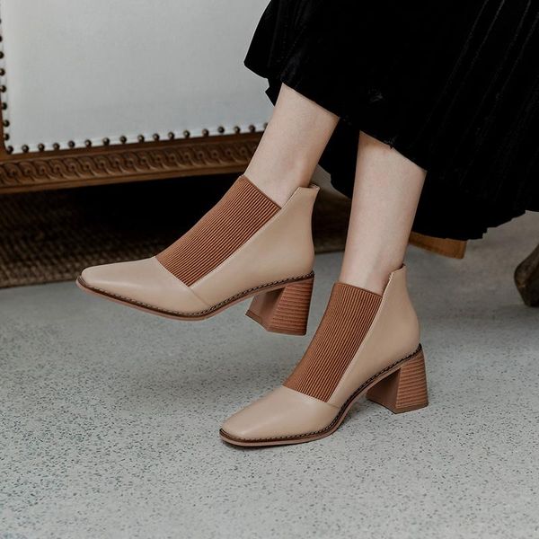 boots women ankle natural leathe europe and america british square toe vintage block heel elastic stitching, Black
boots women ankle natural leathe europe and america british square toe vintage block heel elastic stitching, Black
