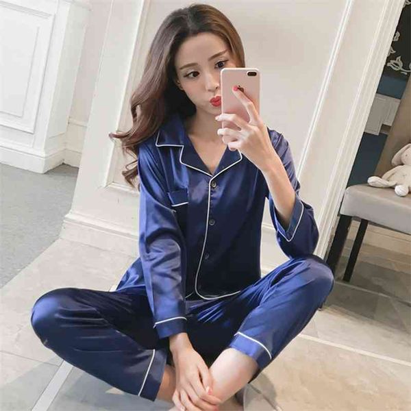 womens silk satin pajamas pyjamas set long sleeve sleepwear pijama pajamas suit female sleep two piece set loungewear plus size 210518, Black;red
womens silk satin pajamas pyjamas set long sleeve sleepwear pijama pajamas suit female sleep two piece set loungewear plus size 210518, Black;red