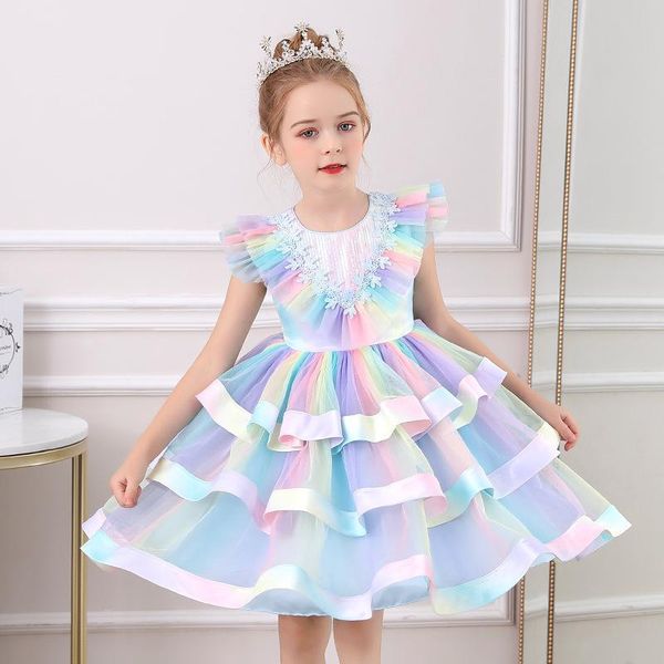 dress for girl summer sweet net yarn rainbow cake princess fancy prom wedding party children's dresses girl's, Red;yellow
dress for girl summer sweet net yarn rainbow cake princess fancy prom wedding party children's dresses girl's, Red;yellow