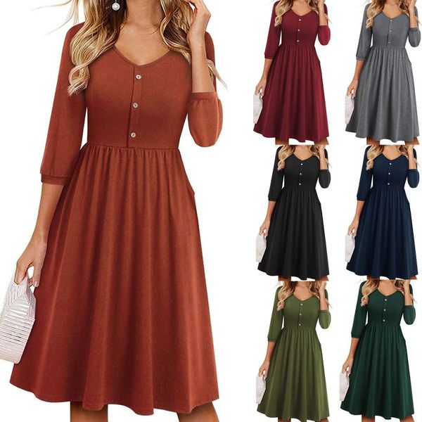 casual dresses women solid dress v neck mesh panel 3/4 sleeve loose shirt lady summer pocket vestido s-xl, Black;gray
casual dresses women solid dress v neck mesh panel 3/4 sleeve loose shirt lady summer pocket vestido s-xl, Black;gray
