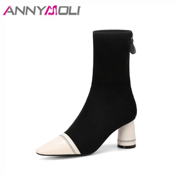 boots annymoli real leather high heel ankle woman round short zip pointed toe ladies shoes autumn winter beige, Black
boots annymoli real leather high heel ankle woman round short zip pointed toe ladies shoes autumn winter beige, Black