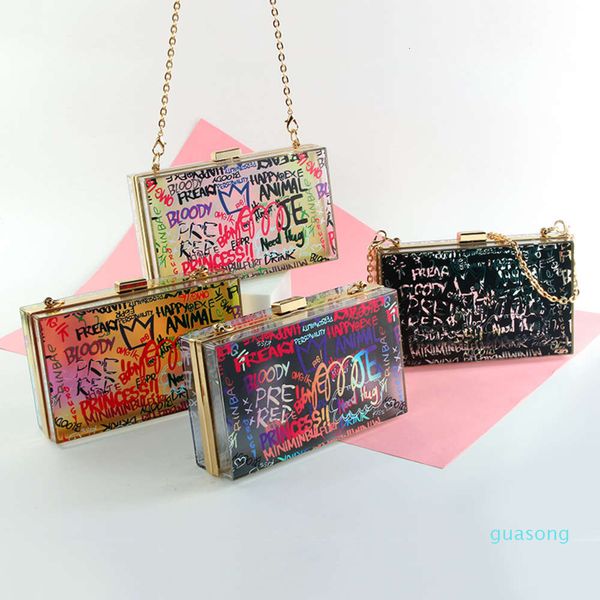 lady evening clutch bag transparent chain strap graffiti box purses handbags women bag
lady evening clutch bag transparent chain strap graffiti box purses handbags women bag