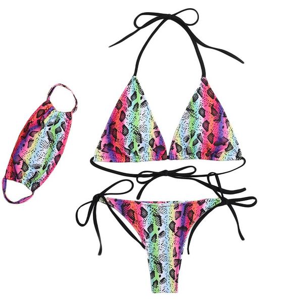 women's swimwear quanss snake print mask and triangle bikini two piece set swimsuit women 2021 summer string tanga beach, White;black
women's swimwear quanss snake print mask and triangle bikini two piece set swimsuit women 2021 summer string tanga beach, White;black