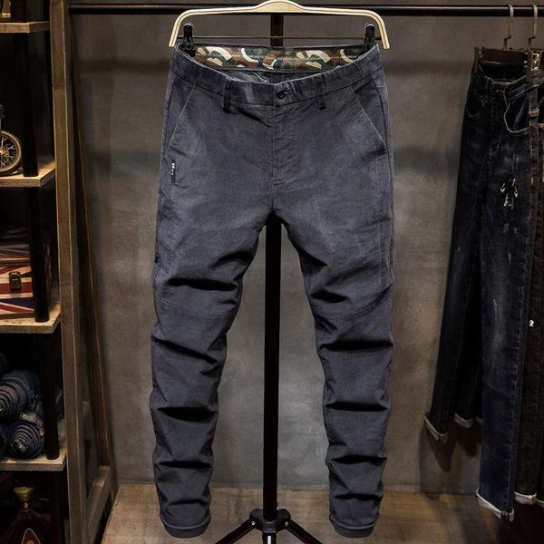 men's pants 2021 autumn winter men vintage corduroy business casual loose elastic straight thick trousers male e369, Black
men's pants 2021 autumn winter men vintage corduroy business casual loose elastic straight thick trousers male e369, Black